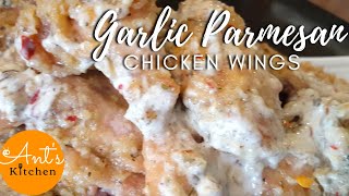 GARLIC PARMESAN CHICKEN WINGS RECIPE  How to Make the Best Garlic Parmesan Wings  Ants Kitchen [upl. by Llerahs]