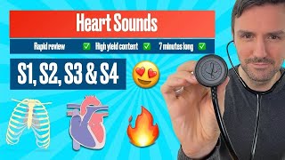 Heart sounds for beginners 🔥 🔥 🔥 S1 S2 S3 amp S4 BACKGROUND MUSIC REMOVED heartsounds [upl. by Ellevart357]