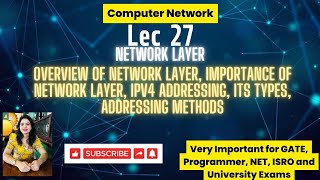 Lec 27 Network Layer  Layer 3  IPV4 Addressing Address Structure Types Addressing Method [upl. by Enna101]