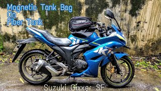 Magnetic Tank Bag On Fiber Tank  Suzuki Gixxer SF  Motercycle [upl. by Onairelav]