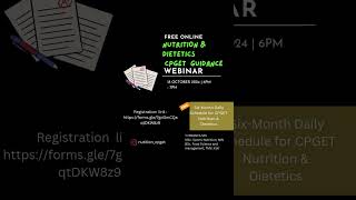 FREE NUTRITION AND DIETETICS CPGET GUIDANCE [upl. by Ahtebat]