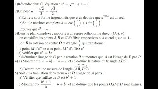 Les nombres complexes 36 Exercice dapplication 12 [upl. by Ecnarret]