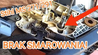 Stihl MS271 MS291 brak smarowania łańcucha dlaczego nie smaruje Jak wymienić pompkę oleju [upl. by Shultz881]