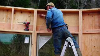 Building an Off Grid Yurt Part 7 24 Walls in Place [upl. by Atnahs778]