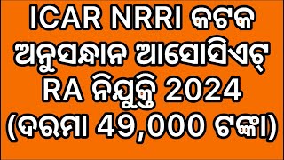 ICAR NRRI Cuttack Research Associate RA Recruitment 2024 Salary Rs 49000 [upl. by Kirt559]