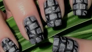 Mauer Muster Nageldesign grau selber malen  Matt Naildesign Tutorial Herbst  Material Nails [upl. by Aitram]