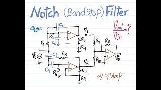 Bandstop or Notch filter with three Op Amps How does it work [upl. by Archaimbaud]