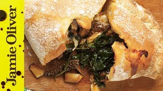 Easy Mushroom amp Spinach Pizza Calzone Recipe  Jamie Oliver [upl. by Brathwaite]