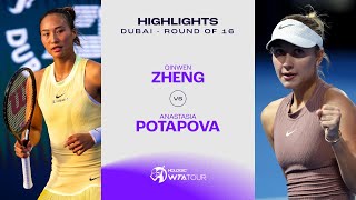 Zheng Qinwen vs Anastasia Potapova  2024 Dubai Round of 16  WTA Match Highlights [upl. by Lafleur]