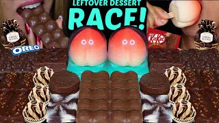 ASMR LEFTOVER DESSERT RACE MINI KITKAT ICE CREAM BUBBLY CHOCOLATE PEACH ICE CREAM FERRERO 먹방 [upl. by Ahset]