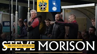 PRE MATCH Steve Morison previews Oldham Athletic 181024 [upl. by Lemrac]