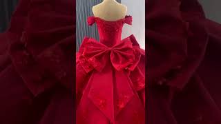 Luxury  Gorgeous Red Beading Lace Flower Appliques Wedding Dresses [upl. by Burrus692]