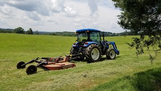 New holland workmaster 75 mowing with bush hog 3008 rotary cutter [upl. by Igiul776]