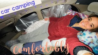 How to car camp in a small compact sedan  part 1  sleeping comfortably in the car [upl. by Ramsey]