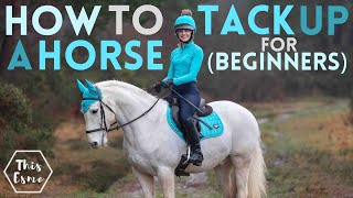 How to TACK UP a HORSE Parts of the Saddle  Putting a Bridle Together AD This Esme [upl. by Ecirehc]