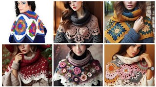 latest most demanding crochet knit caplets Shawl  embroidered pattern crochetdesigns [upl. by Sylas343]