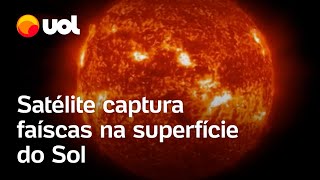 Atividade solar Vídeo de satélite flagra faíscas na superfície do Sol [upl. by Manly]