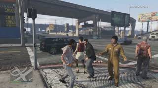 GTA V triads vs NPC Worker fight [upl. by Jacinto]