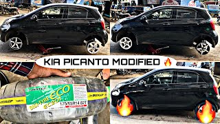 KIA PICANTO MODIFIEDBRAND NEW ALLOY amp DUNLOP ECO 201 17565R14 COMPLETE PRICE IN KARACHI PAK 2023 [upl. by Elletnuahc]