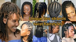 Two strands twist hairstyles for African women  Natural twist braids hairstyles  Twist styles 2024 [upl. by Finlay]