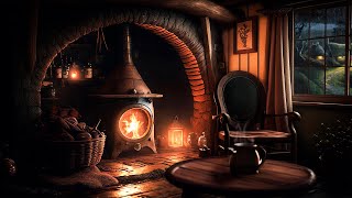 A Rainy Night In Hobbiton  Cozy Hobbit Room with Soothing Fireplace and Rain Sounds ASMR  No Music [upl. by Nort478]