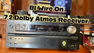 How to Bi Wire on Av Receiver onkyo TXNR636 Dolby Atmos [upl. by Naired]