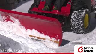 Gianni Ferrari Turbo Z 440D zero turn ZTR diesel doing snow clearance with snow blade [upl. by Ragouzis320]