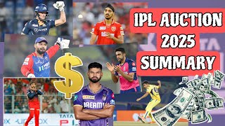 IPL Auction  2025 Summary  iplauction2025 [upl. by Dyob]