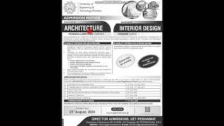 Bachelor of Architecture  Bachelor of Interior Design Admission 2024 Start Ho Gaye He uetpeshawar [upl. by Heppman]