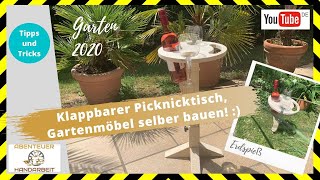 Klappbarer Picknicktisch Gartenmöbel selber bauen 🔴😀🛠 [upl. by Nilyarg]