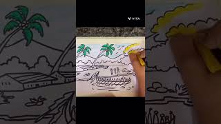 Kerala piravi drawing keralapiravidrawingdrawingkeralamshortsscenerydrawing [upl. by Litt]