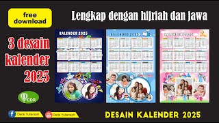 3 DESAIN KALENDER TAHUN 2025 LENGKAP DENGAN HIJRIAH DAN JAWA CORELDRAW [upl. by Heck]