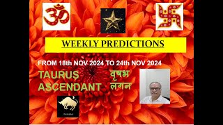 WEEKLY PREDICTION 18th NOV 2024 to 24th NOV 2024 TAURUS ASCENDANT वृषभ लगन Astrologer Annil Verma [upl. by Omixam]