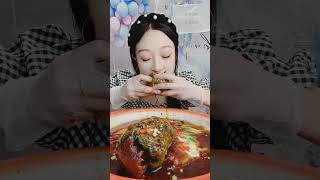 Korean Mukbang Eating Stuffed Green Peppers Challenge 🌶️ shorts mukbang [upl. by Asiat]