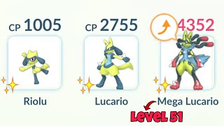 LeveL 51 SHINY MEGA LUCARIO Evolution Line Only challenge in Pokemon GO [upl. by Mak]