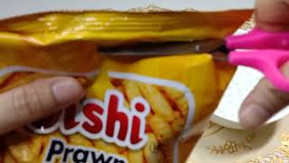 OISHI PRAWN CRACKERS SALTED EGG FLAVOR [upl. by Oinoitna]