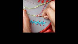 Different colours chain embroidery stitchembroideryideas shortsvideo shortsbeta [upl. by Kiah]