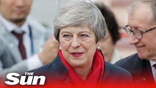 Theresa May and Donald Trump with Ivanka arrive at Osaka airport ahead of the G20 summit [upl. by Etnomaj202]