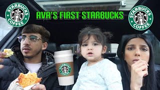 1 YEAR OLDS FIRST STARBUCKS  STARBUCKS WITH AVA  DOES SHE ENJOY IT  CONTAINS ASMR [upl. by Lundberg626]