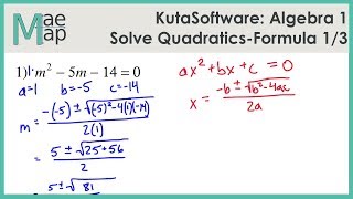 KutaSoftware Algebra 1 Using Quadratic Formula Part 1 [upl. by Tnahsin839]