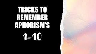 TRICKS TO REMEMBER APHORISMS 110  ONE LINERS FOR APHORISMS DRDEEKSHA [upl. by Kennet184]