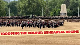 Trooping the Colour Rehearsal Begins  Brigade Major Review [upl. by Maillliw]