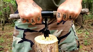 Making a mini Rocket Stove using a Bushcraft Auger [upl. by Dranreb]