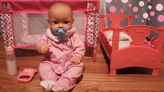 Baby Doll Stroller Walk amp Morning Routine Feeding Kids Play Baby Dolls [upl. by Wescott]