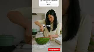 How To Cut Watermelon Without Cutting  Try It watermelon ad hacks fruit food [upl. by Atrebor324]