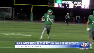 Blair Oaks Engelbrecht wins Week 8 SportsZone Football Friday Play of the Week [upl. by Aicnelav]