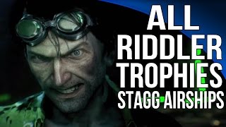 Batman Arkham Knight  All Riddler Trophies  Stagg Airships [upl. by Eelloh]