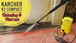 Karcher K2 Compact Pressure Washer  Unboxing and First Use [upl. by Moneta]