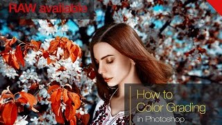 Photoshop  How to color grade  Change leafage сolor without changing Skin tone Free RAW file [upl. by Jaclyn129]