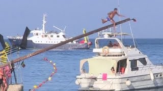 Incredible quotGostraquot Festival Where People Run Up A Greased Pole  BOOM  St Julians  Malta [upl. by Chaker]